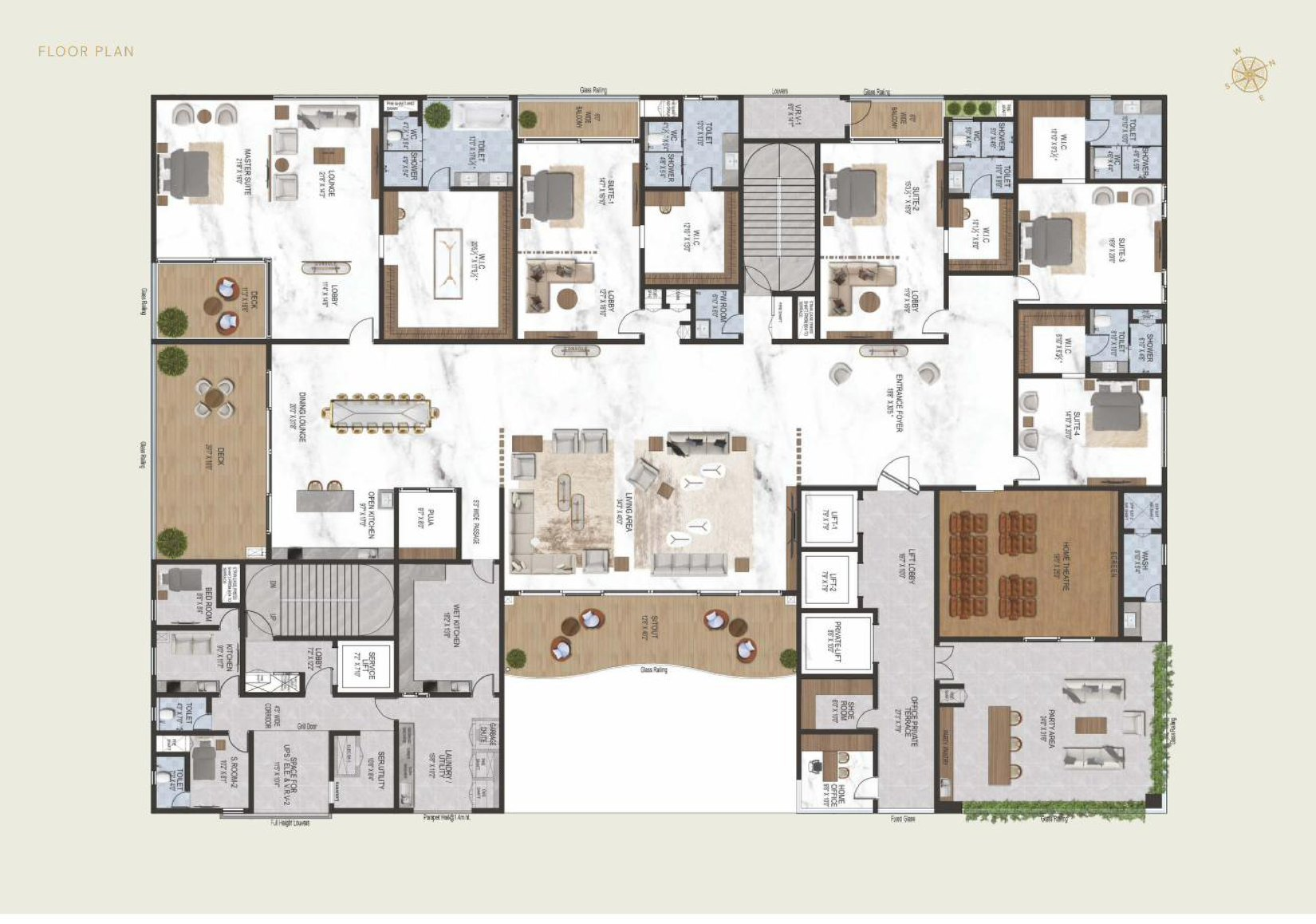 15,999 sq ft single-floor plan — The Twins by DSR luxury residence layout