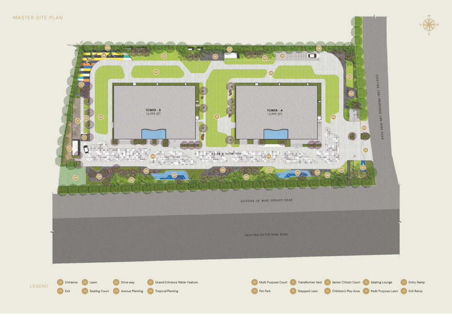 Master site plan of The Twins — premium gated community in Financial District